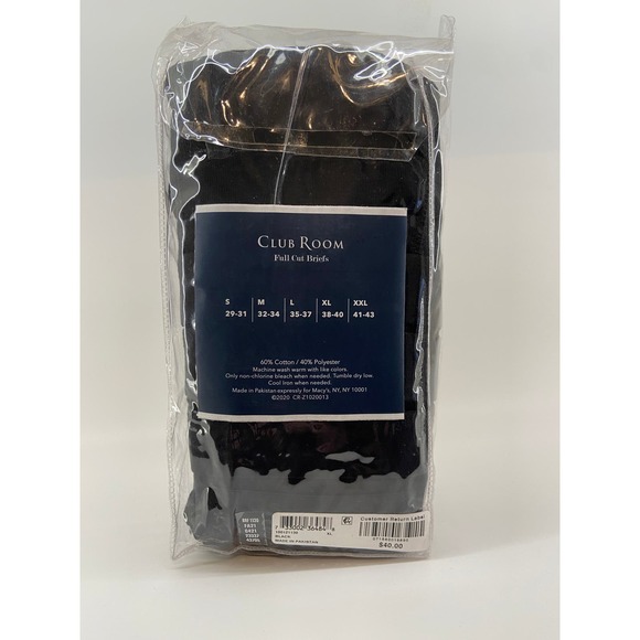Club Room 8-Pack Men's XL Full Cut Briefs Tagless No-Ride Up Black - Picture 2 of 6